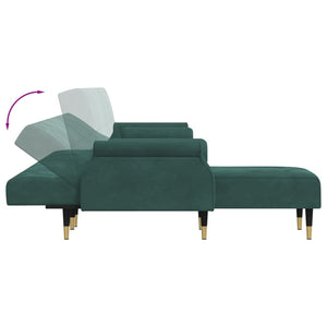Canapé-lit en forme de L vert foncé 271x140x70 cm velours