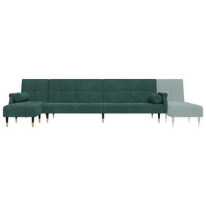 Canapé-lit en forme de L vert foncé 271x140x70 cm velours