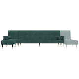 Canapé-lit en forme de L vert foncé 271x140x70 cm velours