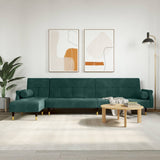 Canapé-lit en forme de L vert foncé 271x140x70 cm velours