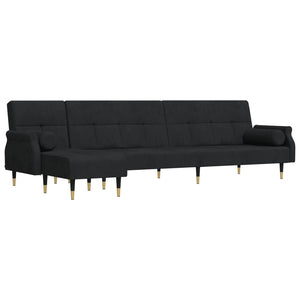 Canapé-lit en forme de L noir 271x140x70 cm velours