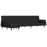 Canapé-lit en forme de L noir 271x140x70 cm velours