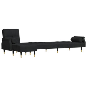 Canapé-lit en forme de L noir 271x140x70 cm velours