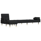 Canapé-lit en forme de L noir 271x140x70 cm velours