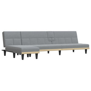 Canapé-lit en forme de L gris clair 255x140x70 cm tissu