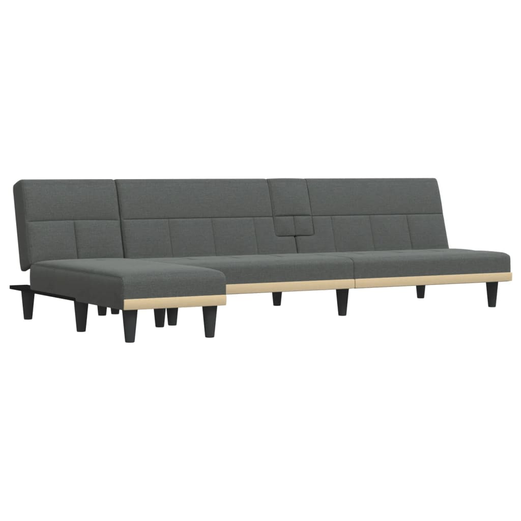 Canapé-lit en forme de L gris foncé 255x140x70 cm tissu