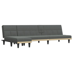 Canapé-lit en forme de L gris foncé 255x140x70 cm tissu
