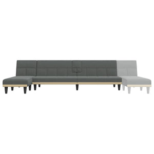 Canapé-lit en forme de L gris foncé 255x140x70 cm tissu