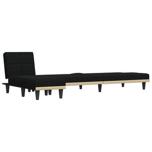 Canapé-lit en forme de L noir 255x140x70 cm tissu