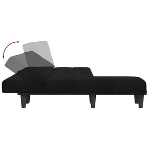 Canapé-lit en forme de L noir 255x140x70 cm tissu