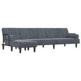 Canapé-lit en forme de L gris 260x140x70 cm velours