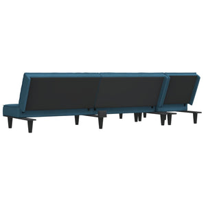 Canapé-lit en forme de L bleu 255x140x70 cm velours