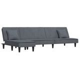 Canapé-lit en forme de L gris 255x140x70 cm velours