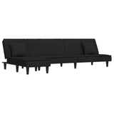 Canapé-lit en forme de L noir 255x140x70 cm velours
