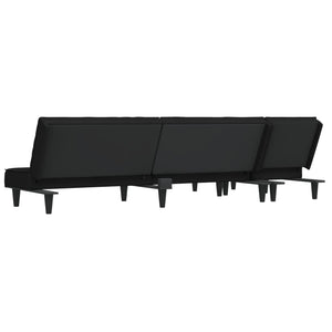 Canapé-lit en forme de L noir 255x140x70 cm velours