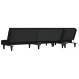 Canapé-lit en forme de L noir 255x140x70 cm velours