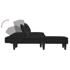 Canapé-lit en forme de L noir 255x140x70 cm velours