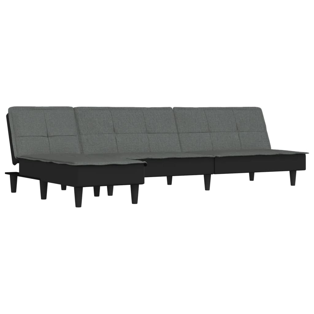Canapé-lit en forme de L gris foncé 255x140x70 cm tissu