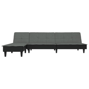 Canapé-lit en forme de L gris foncé 255x140x70 cm tissu