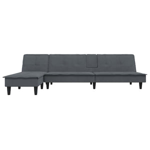 Canapé-lit en forme de L gris 255x140x70 cm velours