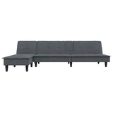 Canapé-lit en forme de L gris 255x140x70 cm velours