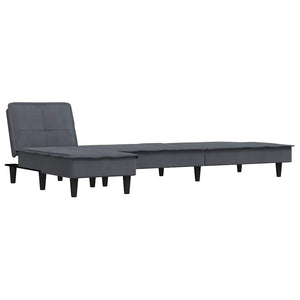 Canapé-lit en forme de L gris 255x140x70 cm velours