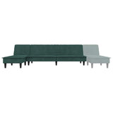 Canapé-lit en forme de L vert foncé 255x140x70 cm velours