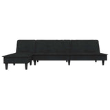 Canapé-lit en forme de L noir 255x140x70 cm velours