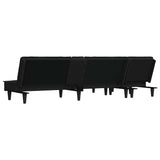 Canapé-lit en forme de L noir 255x140x70 cm velours
