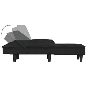Canapé-lit en forme de L noir 255x140x70 cm velours