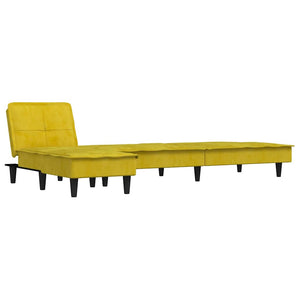 Canapé-lit en forme de L jaune 255x140x70 cm velours