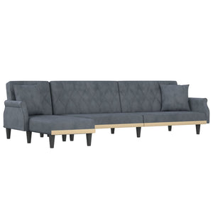 Canapé-lit en forme de L gris 271x140x70 cm velours