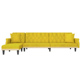 Canapé-lit en forme de L jaune 271x140x70 cm velours