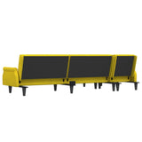 Canapé-lit en forme de L jaune 271x140x70 cm velours