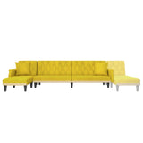 Canapé-lit en forme de L jaune 271x140x70 cm velours