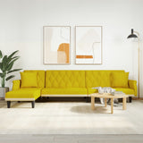 Canapé-lit en forme de L jaune 271x140x70 cm velours