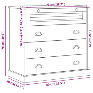 Commode VIGO blanc 80x40x76 cm bois massif de pin