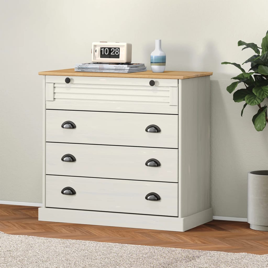 Commode VIGO blanc 80x40x76 cm bois massif de pin