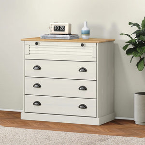 Commode VIGO blanc 80x40x76 cm bois massif de pin