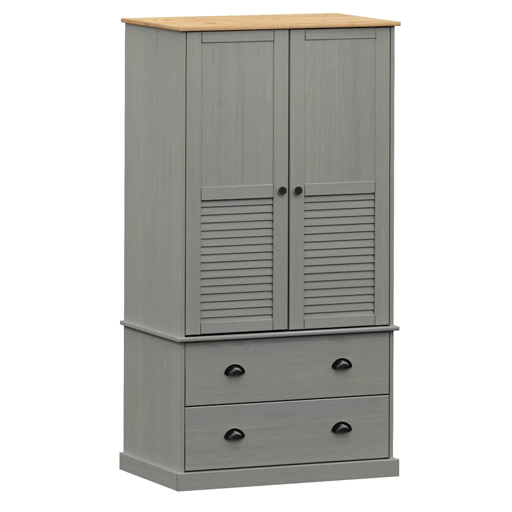Garde-robe VIGO gris 90x55x170 cm bois massif de pin