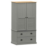 Garde-robe VIGO gris 90x55x170 cm bois massif de pin
