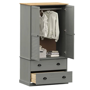 Garde-robe VIGO gris 90x55x170 cm bois massif de pin