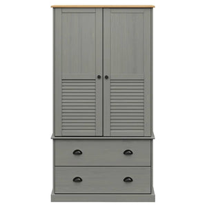 Garde-robe VIGO gris 90x55x170 cm bois massif de pin