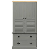 Garde-robe VIGO gris 90x55x170 cm bois massif de pin