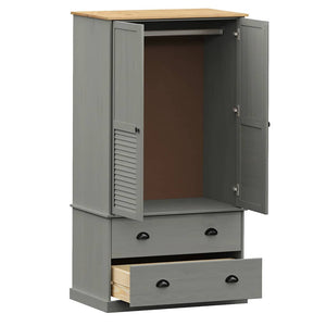 Garde-robe VIGO gris 90x55x170 cm bois massif de pin