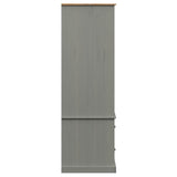 Garde-robe VIGO gris 90x55x170 cm bois massif de pin