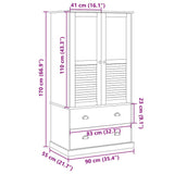 Garde-robe VIGO gris 90x55x170 cm bois massif de pin