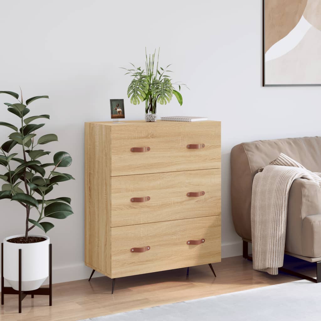 Commode chêne sonoma 69,5 x 34 x 90 cm bois d'ingénierie