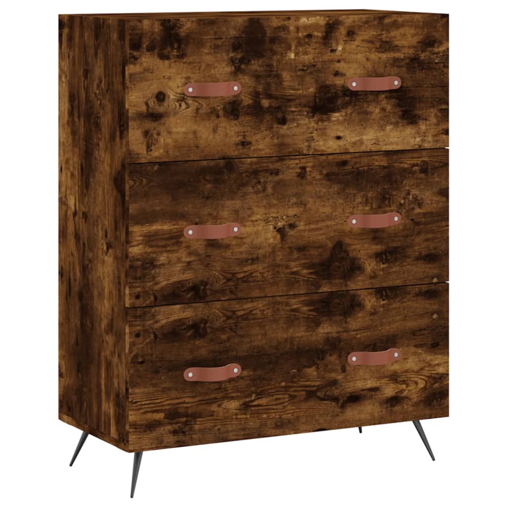 Commode chêne fumé 69,5 x 34 x 90 cm bois d'ingénierie