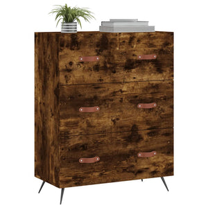 Commode chêne fumé 69,5 x 34 x 90 cm bois d'ingénierie